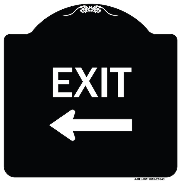 Exit With Left Arrow 2 Heavy-Gauge Aluminum Architectural Sign, 18" H, 18" L, BW-1818-24049